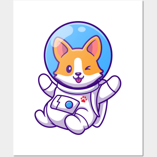 Cute Astronaut Dog Posters and Art